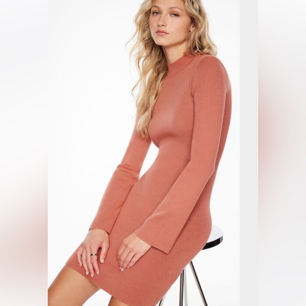 Pink mock neck sweater dress